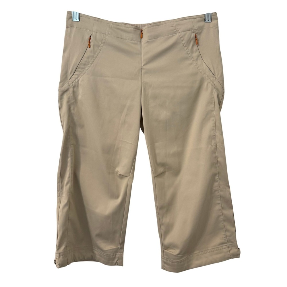 Nike Womens Tan Hiking Capri Cargo Pants Small Zip Pockets Adjustable‎ Cuffs